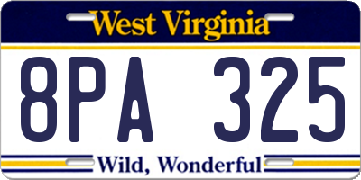 WV license plate 8PA325
