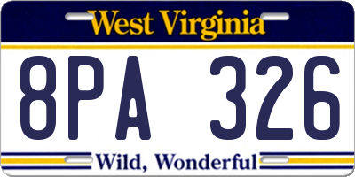 WV license plate 8PA326