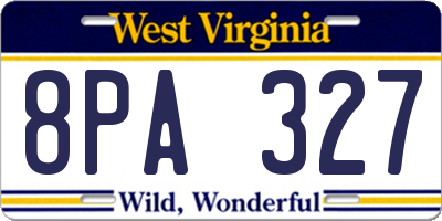 WV license plate 8PA327