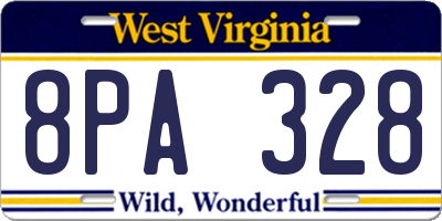 WV license plate 8PA328