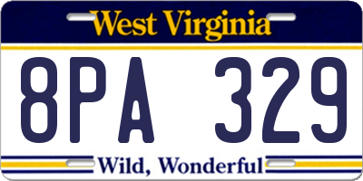 WV license plate 8PA329