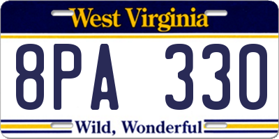 WV license plate 8PA330