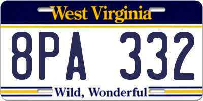 WV license plate 8PA332