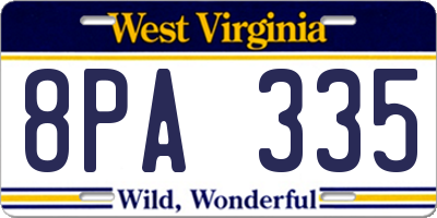 WV license plate 8PA335