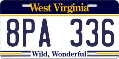 WV license plate 8PA336