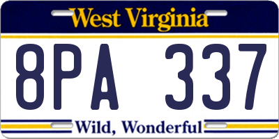 WV license plate 8PA337