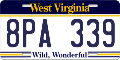 WV license plate 8PA339