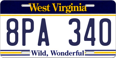 WV license plate 8PA340