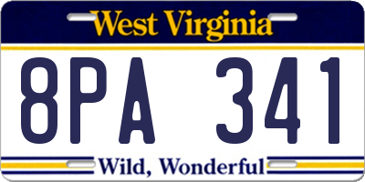 WV license plate 8PA341