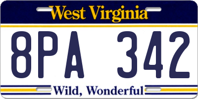 WV license plate 8PA342