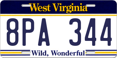 WV license plate 8PA344