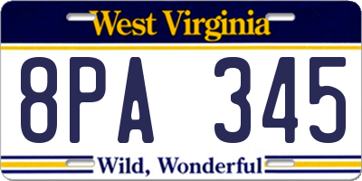 WV license plate 8PA345