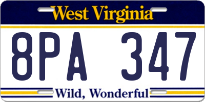 WV license plate 8PA347