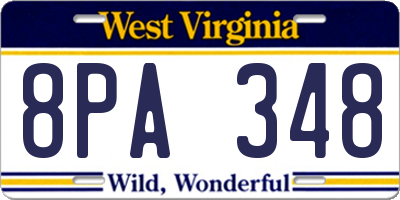 WV license plate 8PA348