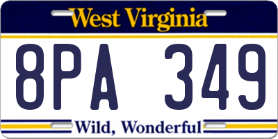WV license plate 8PA349
