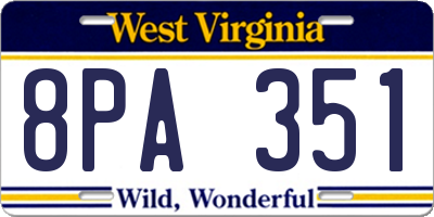WV license plate 8PA351