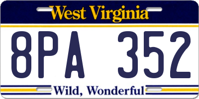 WV license plate 8PA352