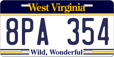 WV license plate 8PA354