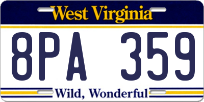 WV license plate 8PA359