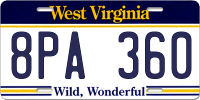 WV license plate 8PA360