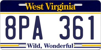 WV license plate 8PA361