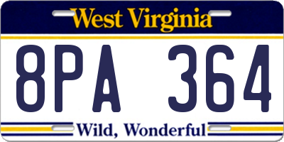 WV license plate 8PA364