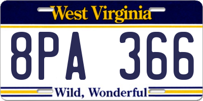 WV license plate 8PA366