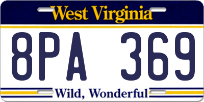 WV license plate 8PA369
