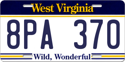 WV license plate 8PA370