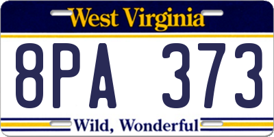 WV license plate 8PA373