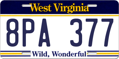 WV license plate 8PA377