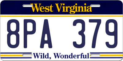 WV license plate 8PA379