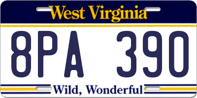 WV license plate 8PA390