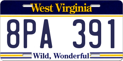 WV license plate 8PA391