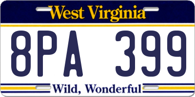 WV license plate 8PA399