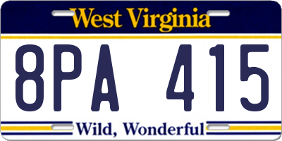 WV license plate 8PA415