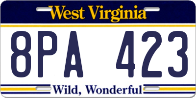WV license plate 8PA423