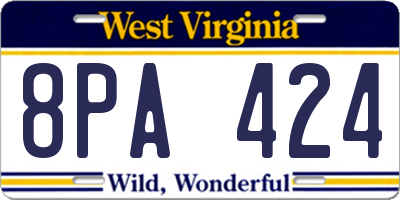 WV license plate 8PA424