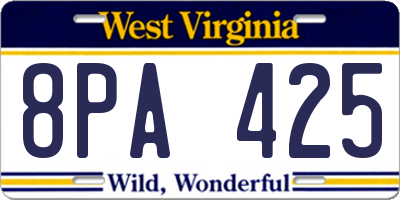WV license plate 8PA425