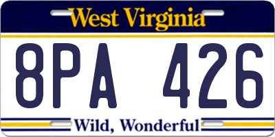 WV license plate 8PA426