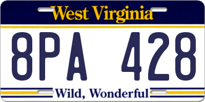 WV license plate 8PA428