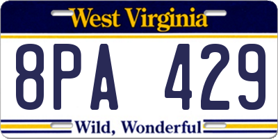 WV license plate 8PA429