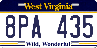 WV license plate 8PA435