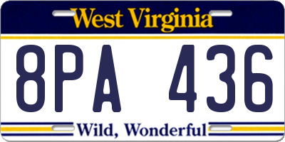 WV license plate 8PA436