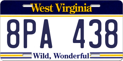 WV license plate 8PA438
