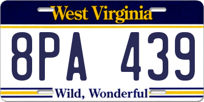 WV license plate 8PA439