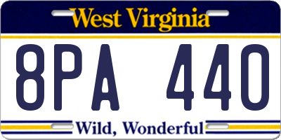 WV license plate 8PA440