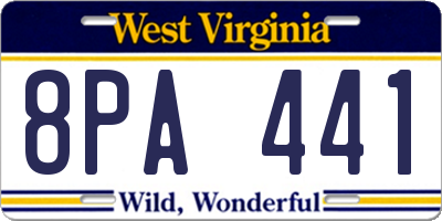 WV license plate 8PA441