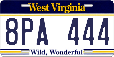 WV license plate 8PA444