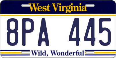 WV license plate 8PA445